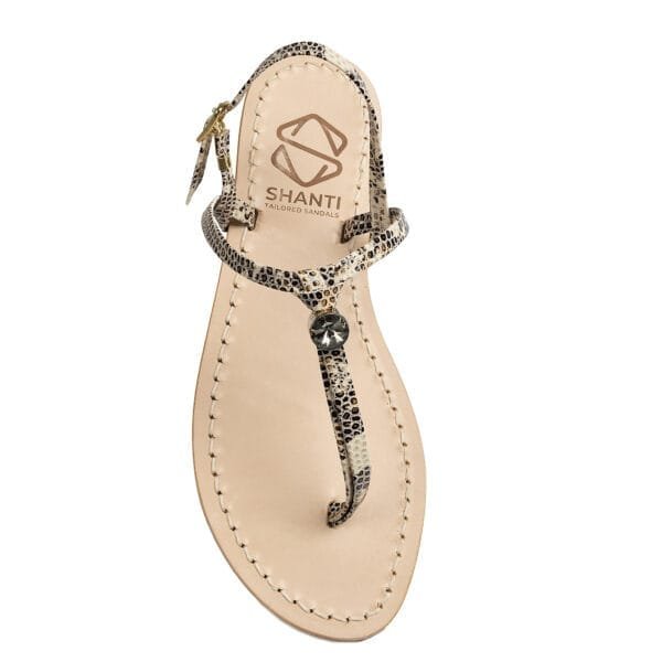 sandalo infradito in vera pelle con suola in cuoio Toscano antiscivolo tacco 1cm, 3cm , stampa animalier, punto luce in cristallo. 100% regolabile